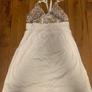White Bra Top Dress XS NWOT Victoria’s Secret Gold Sequin Embellish Detail